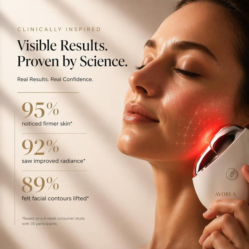 AVORLA herramienta facial LED Gua Sha con microcorriente y calor para tonificación de piel y reducción de arrugas