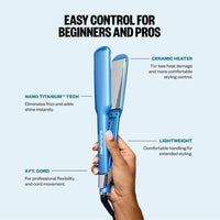 BaBylissPRO Nano Titanium Ultra-Sleek Hair Straightener con placas de titanio y pantalla LED ajustable