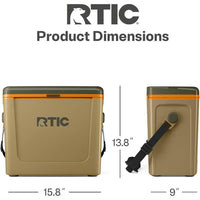 Enfriador portátil RTIC de 16 qt para exteriores, con correa y asa, ideal para playa, picnic, camping y viajes