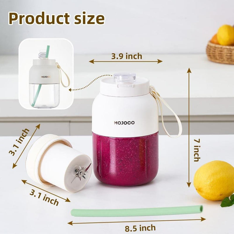 Mojoco Licuadora portátil para batidos, personal recargable e inalámbrica con hoja de acero inoxidable