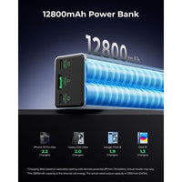 TALIX batería carga rápida 125W, 12800 mAh para laptops, cable retráctil USB-C, cargador PD para MacBook y más