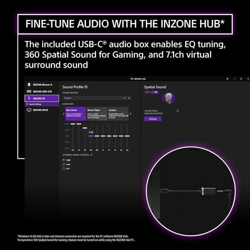 Sony INZONE E9 Audífonos In-Ear Alámbricos Negro