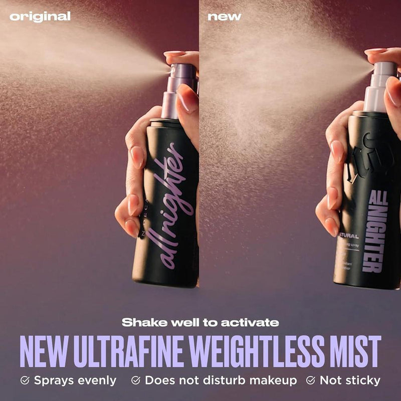 Urban Decay All Nighter Spray Fijador de Maquillaje Impermeable, Acabado Natural, Hasta 24 horas de uso