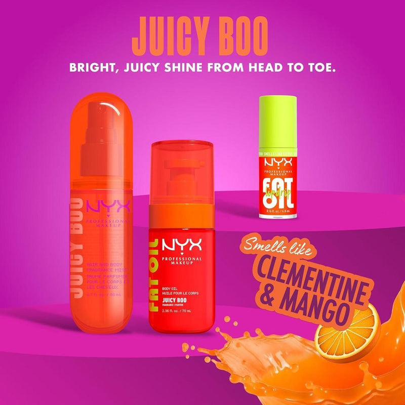 NYX PROFESSIONAL MAKEUP Juicy Boo Perfume de aceite en aerosol cítrico duradero para cabello y cuerpo, vegano, sin crueldad