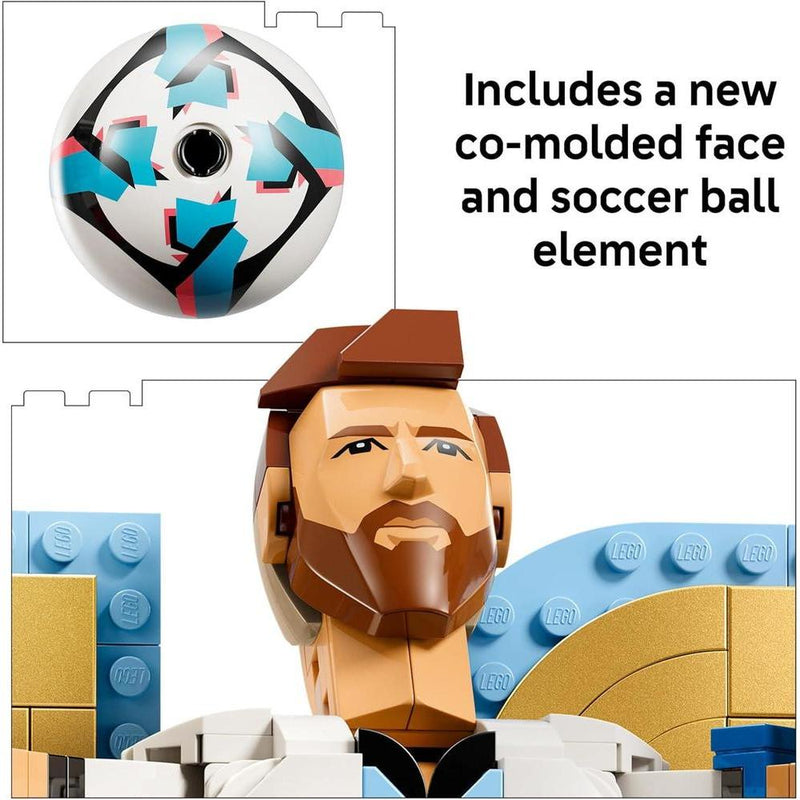 LEGO Lionel Messi Figura Construcción Coleccionable para Niñas y Niños con Placa Decorativa