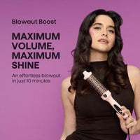 Wavytalk Cepillo Térmico Blowout Boost, Rizador de Cepillo Redondo Calentado de Doble Voltaje, Cerámica, Tecnología Iónica