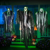 JOYIN decoraciones colgantes de esqueletos de Halloween, paquete de 3, brazos ajustables y material duradero para exteriores