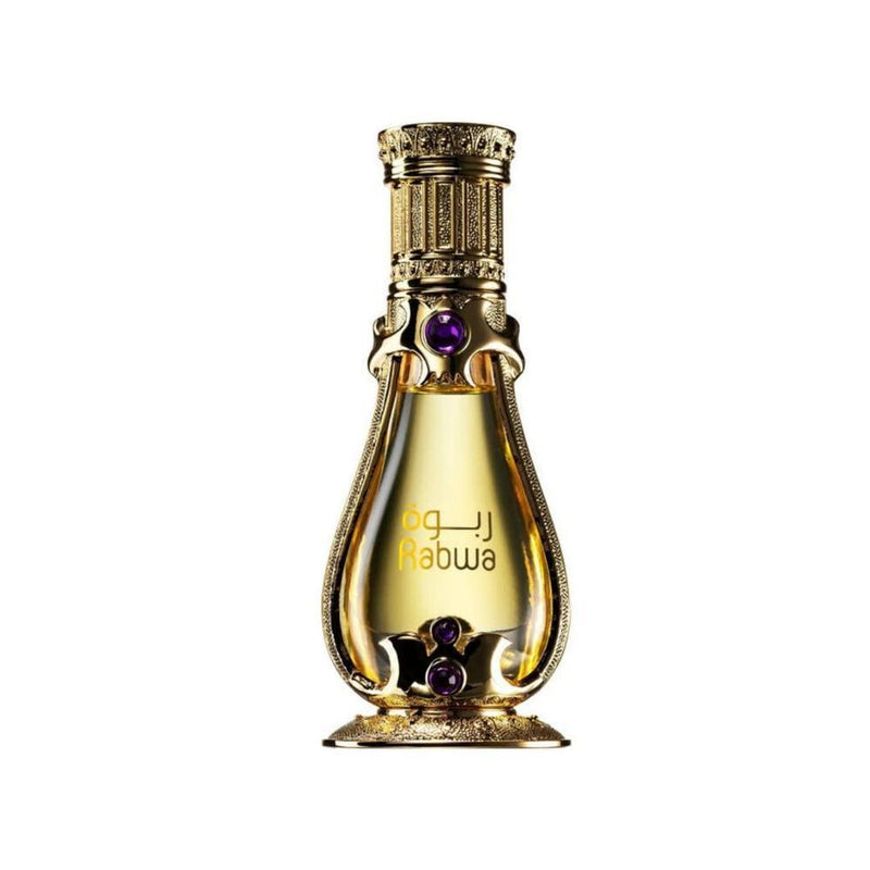 RASASI Rabwa - Aceite de perfume concentrado unisex para hombres y mujeres con notas de madera, pachulí y bergamota, elegante botella