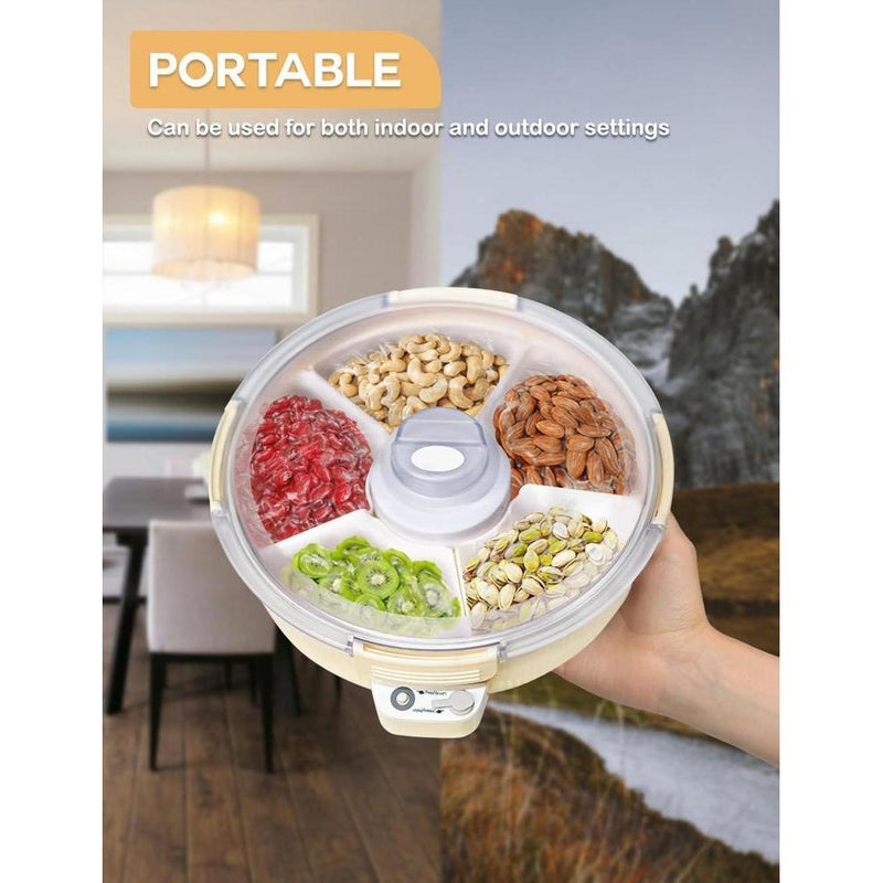 MOJOCO Bandeja Eléctrica al Vacío para Aperitivos, con Compartimentos y Tapa, Ideal para Fiestas y Eventos