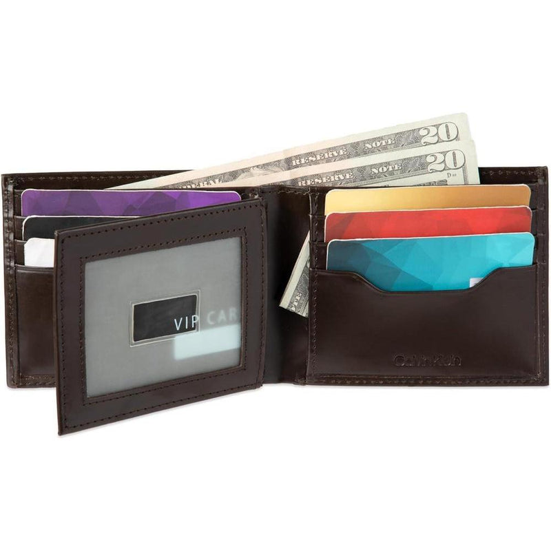 Set de carteras Calvin Klein minimalista y tarjeteros para hombre, diseño de cuero con tecnología RFID