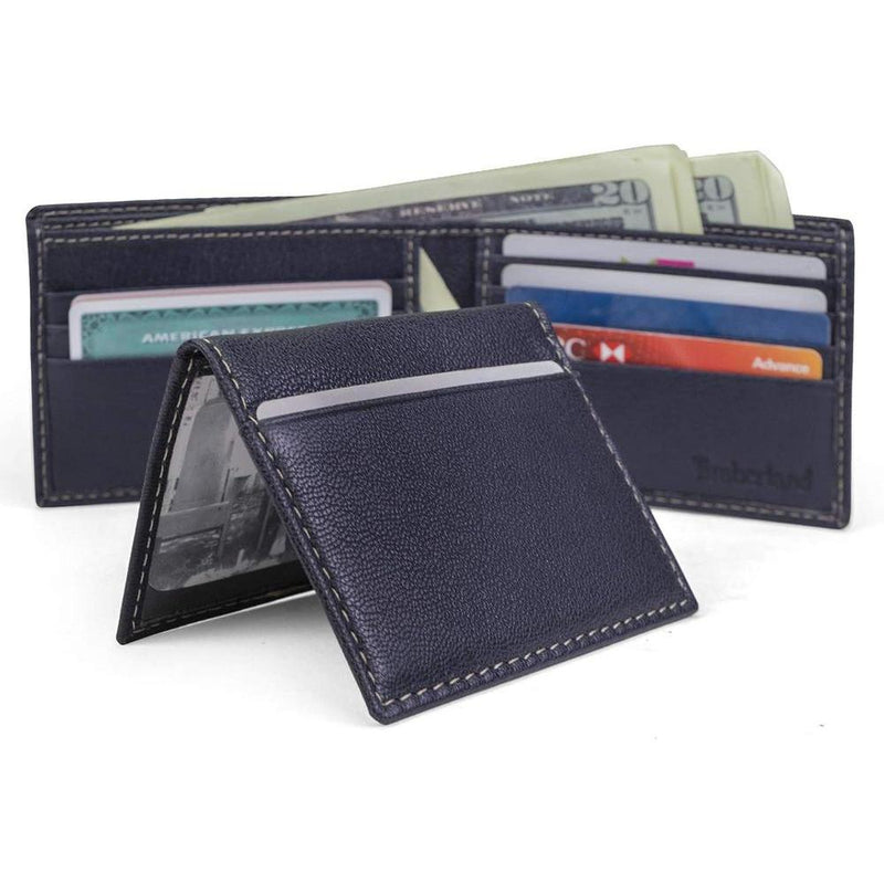 Timberland Cartera RFID de cuero genuino para hombre con soporte de identificación extraíble y ranuras para tarjetas