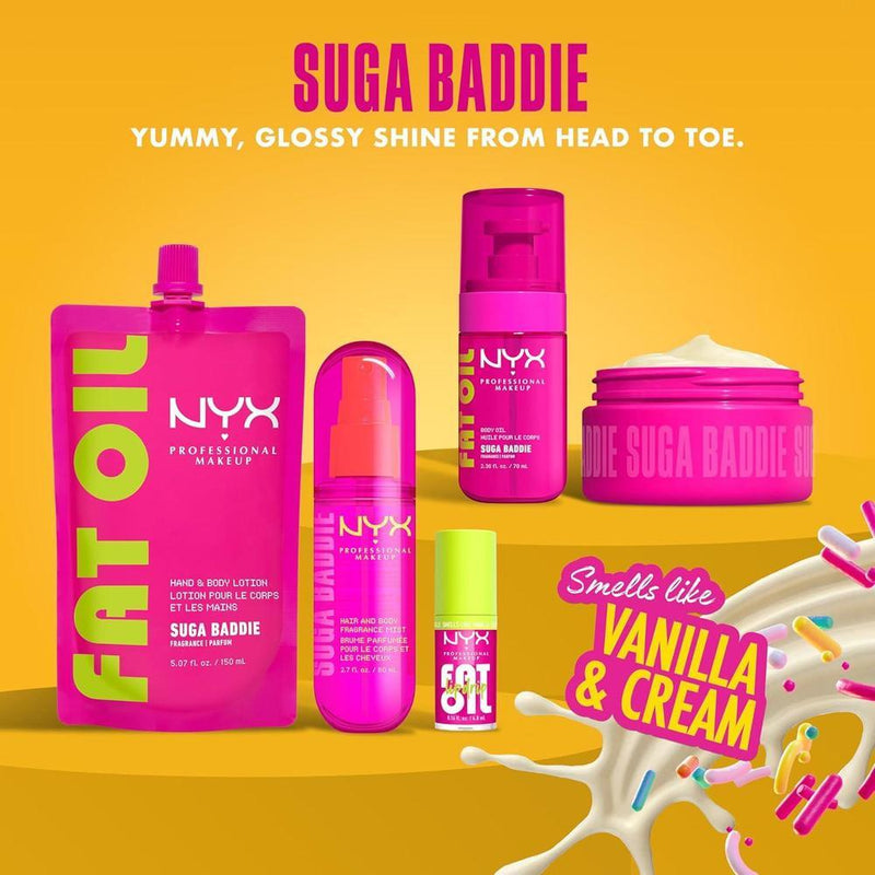 NYX Fragancia Suga Baddie para cabello y cuerpo, aroma a vainilla y crema batida, duradero, vegano y libre de crueldad