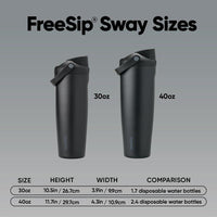 Owala FreeSip Sway de acero inoxidable, botella de agua aislante en color negro, ideal para deportes y actividades al aire libre