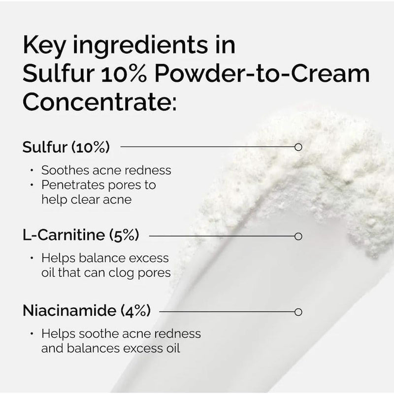 Azufre 10% Concentrado de Polvo a Crema, Tratamiento Localizado para Acné