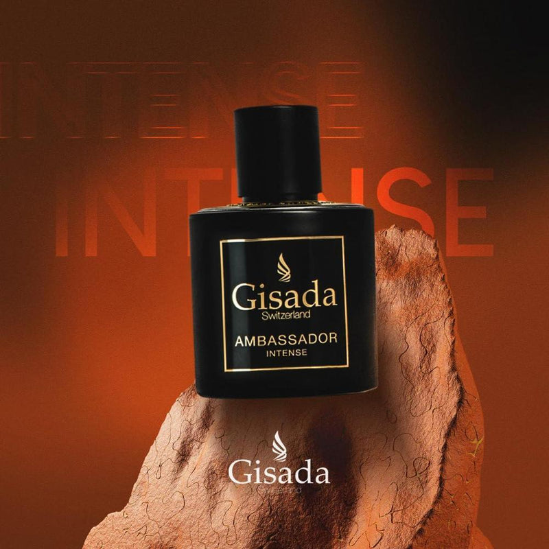 Gisada Ambassador Intense para hombres, perfume con aroma fuerte y masculino, notas cítricas y orientales hecho en Suiza