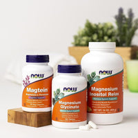 Suplemento de Magnesio Glicinato NOW Foods, Fórmula Altamente Absorbible, 180 Tabletas para Salud Muscular y Nerviosa