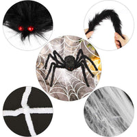 Juego de decoración de Halloween con arañas grandes, telarañas elásticas y más, ideal para un ambiente espeluznante