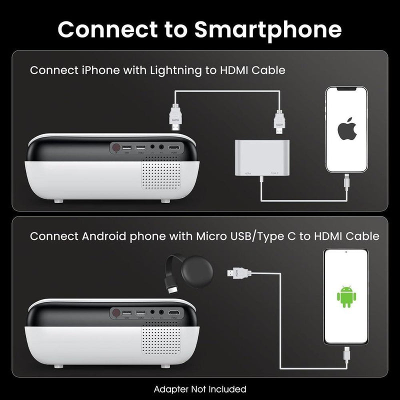 Proyector Mini Bluetooth 1080P Full HD portátil para exterio