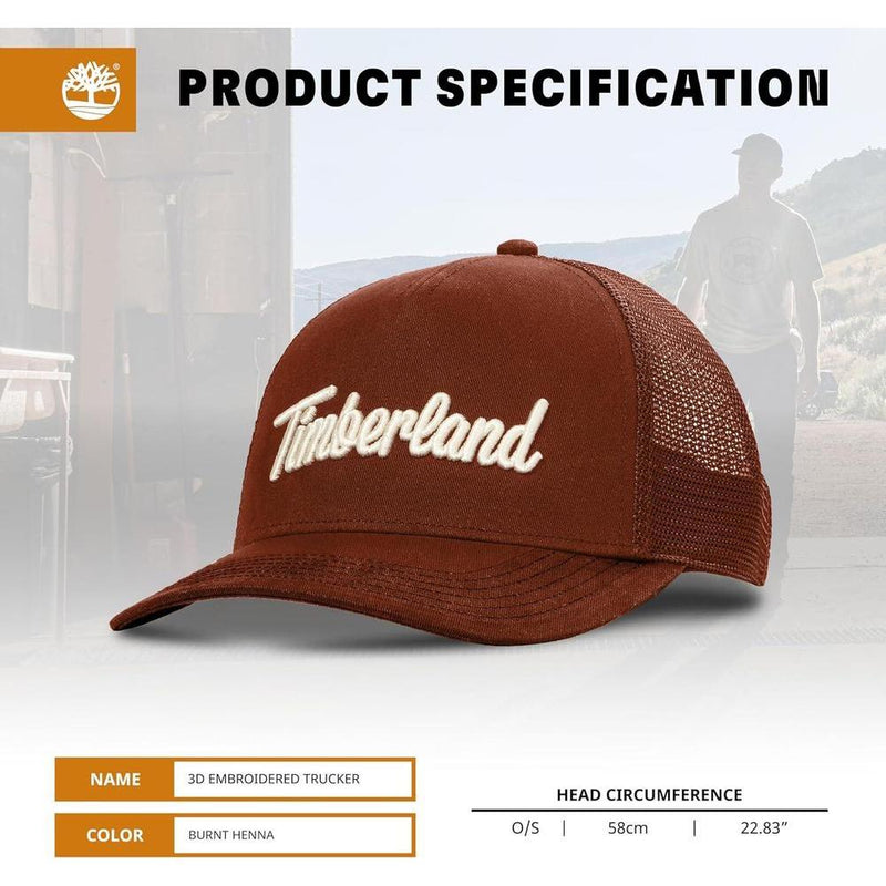 Timberland Gorra de camionero para hombre con sarga de algodón y malla transpirable, cierre ajustable a presión