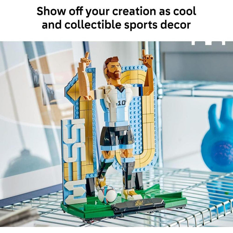 LEGO Lionel Messi Figura Construcción Coleccionable para Niñas y Niños con Placa Decorativa