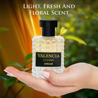 Valencia Donna Dream Eau De Parfum para mujer, fragancia floral cítrica con notas de lichi, bergamota, rosa turca y almizcle