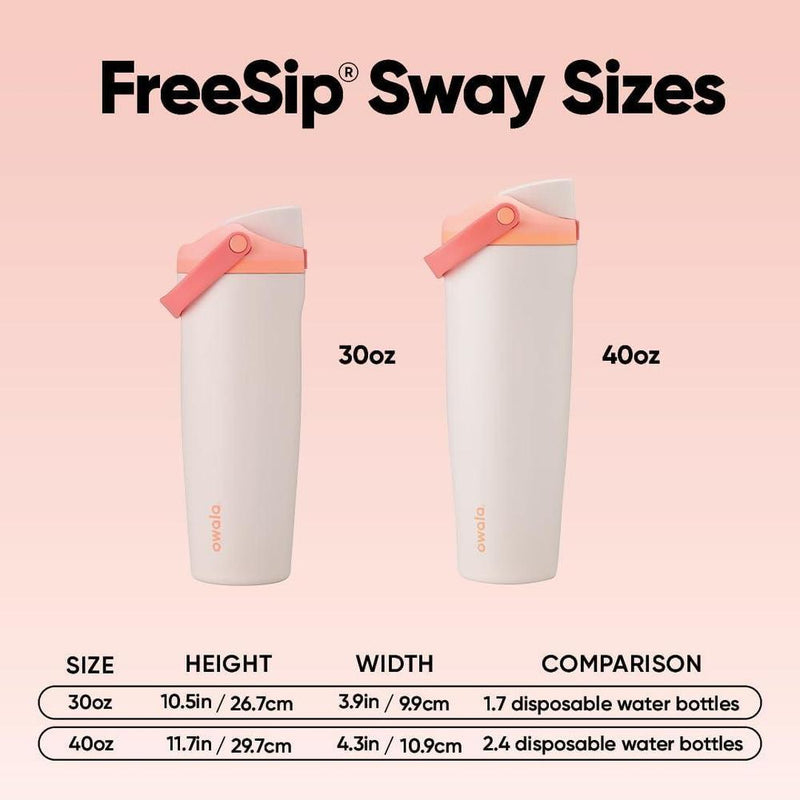 Owala FreeSip Sway - Botella de agua de acero inoxidable con boquilla 2 en 1, tapa a prueba de fugas en color Sorbete espumoso