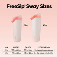 Owala FreeSip Sway - Botella de agua de acero inoxidable con boquilla 2 en 1, tapa a prueba de fugas en color Sorbete espumoso