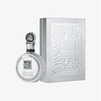 Lattafa Fakhar Platin Eau de Parfum para hombre, fragancia picante de madera con bergamota, jengibre y sándalo, aroma audaz y moderno