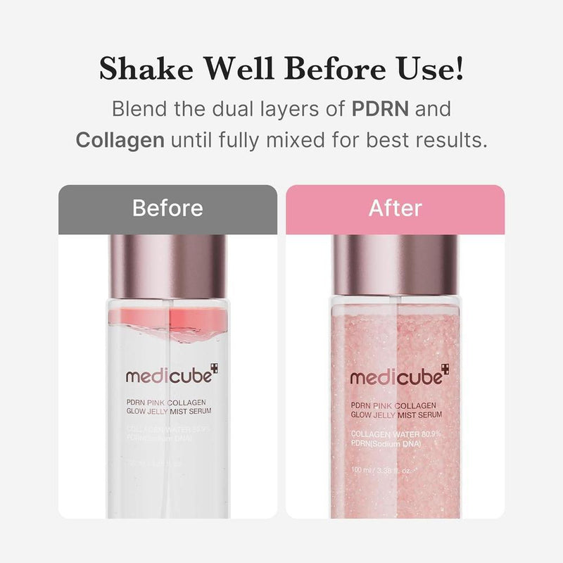 Medicube Pink Pdrn Suero Glow Jelly Mist Textura Dual 100ml