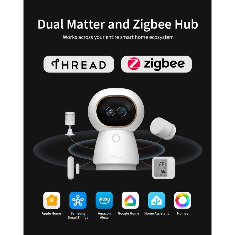 Aqara Hub cámara 4K UHD doble lente G350 para interior con zoom 9X, AI, HomeKit, Alexa, Google Home, SmartThings