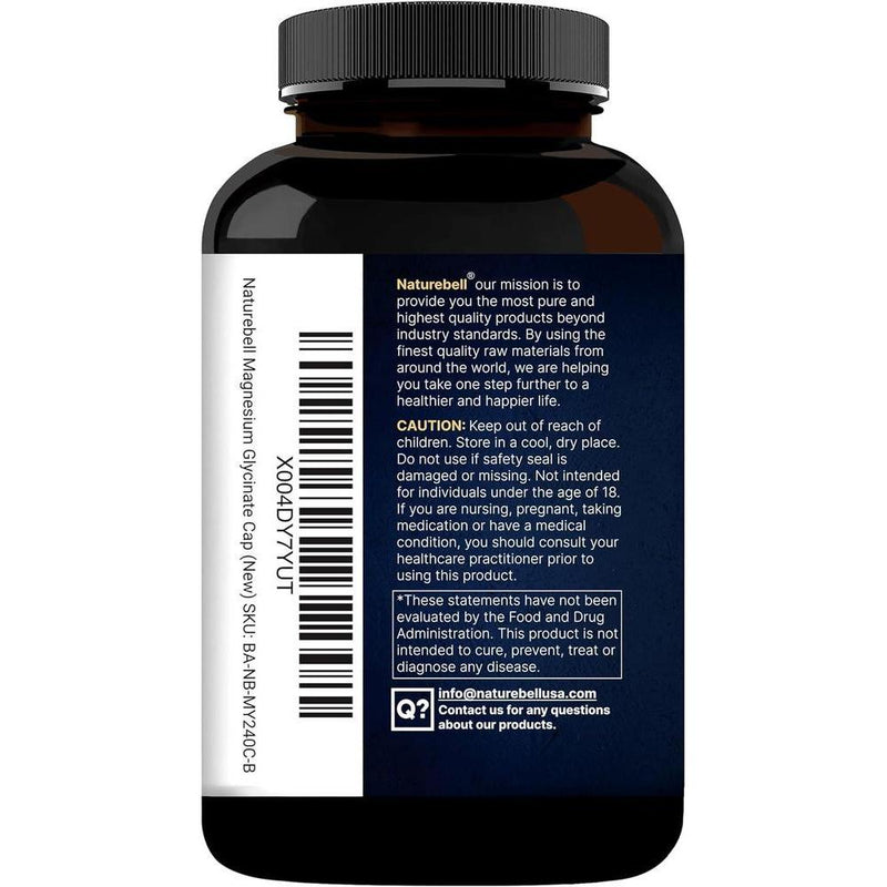 Cápsulas de glicinato de magnesio 500 mg, 240 unidades, 100% quelado, probado por terceros, sin OGM y sin gluten