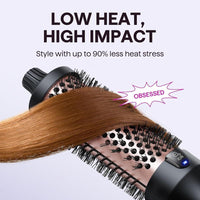 Wavytalk Cepillo Térmico Blowout Boost, Rizador de Cepillo Redondo Calentado de Doble Voltaje, Cerámica, Tecnología Iónica