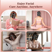 Máscara facial LED INTEO con terapia de luz roja, infrarroja y amarilla. Portátil, 3 modos con control remoto