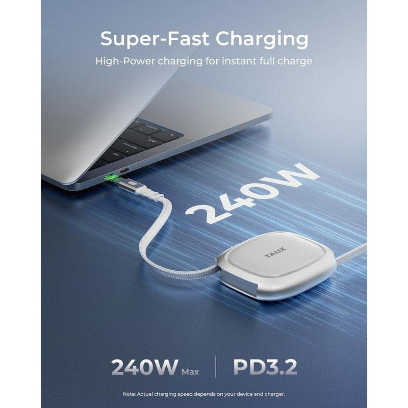 TALIX batería carga rápida 125W, 12800 mAh para laptops, cable retráctil USB-C, cargador PD para MacBook y más