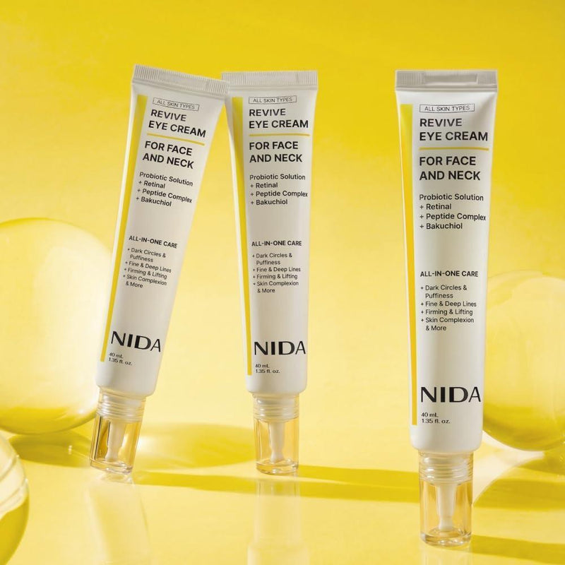 NIDA Revive Crema De Ojos Para Cara Y Cuello Con Probióticos Retinal Complejo De Péptidos Y Bakuchiol 40ml
