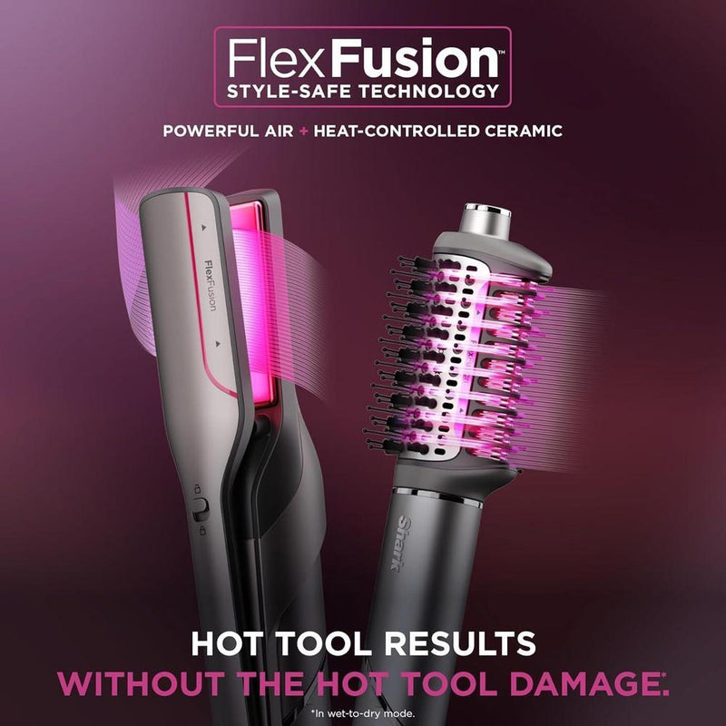 Shark FlexFusion - Plancha y secador de pelo con cepillo de cerámica, rizadores automáticos, concentrador y anti-frizz