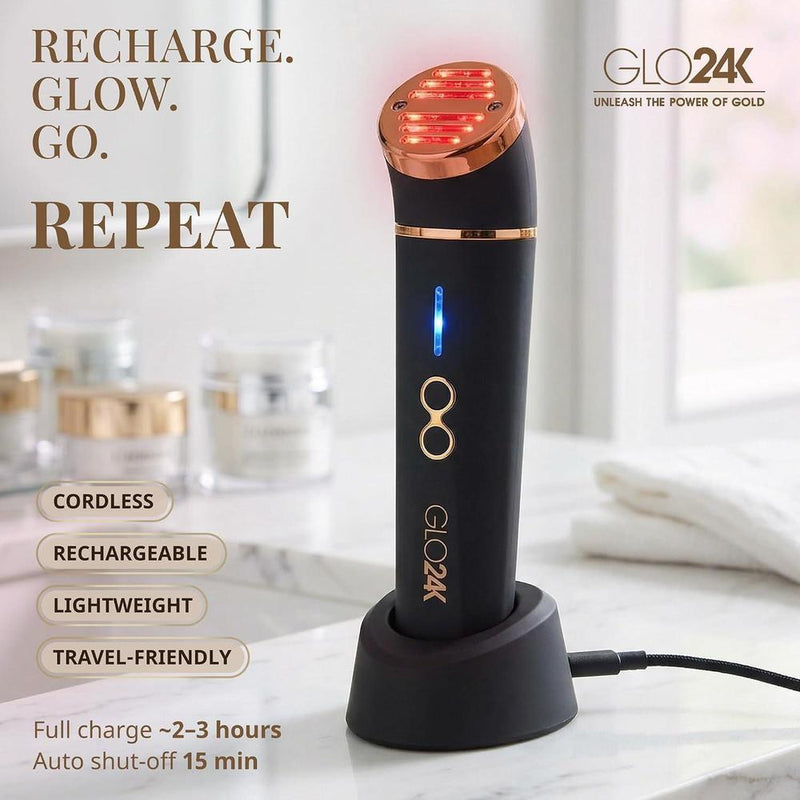 Dispositivo de belleza de luz roja para cara y cuello con masajeador 3 en 1, triple LED y tecnología de vibración avanzada