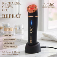 Dispositivo de belleza de luz roja para cara y cuello con masajeador 3 en 1, triple LED y tecnología de vibración avanzada