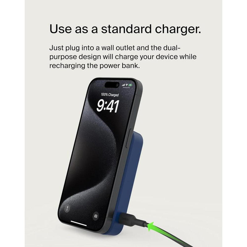 Banco de energía portátil Belkin con carga inalámbrica de 15W, MagSafe y soporte para iPhone, AirPods y Apple Watch
