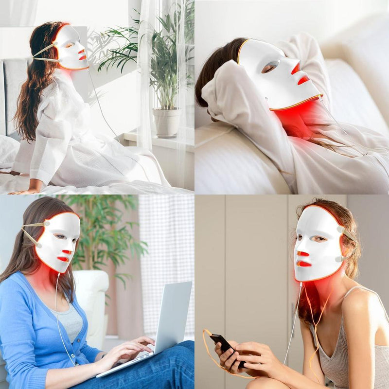 Aphrona Máscara facial LED aprobada por la FDA para reducción de arrugas y eliminación de acné con terapia de luz roja y azul