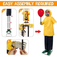 Decoraciones de Halloween para exteriores, animatrónica de tamaño real con globo brillante y sensor activado por sonido