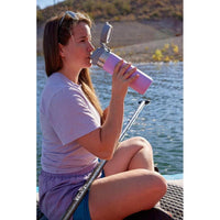 Botella de agua Stanley Quick Flip GO, tapa de botón, a prueba de fugas, acero inoxidable aislado, libre de BPA, lila