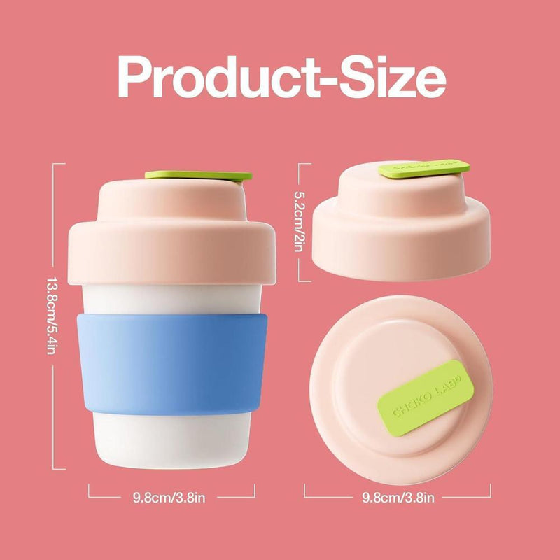 Taza de café de viaje aislada con doble pared de vacío, fácil de agarrar, libre de BPA, tapa rosa, de acero inoxidable
