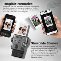Paquete Fujifilm Instax Mini Evo Híbrida, Cámara Instantánea 3 en 1 con Bluetooth y Efectos Vintage