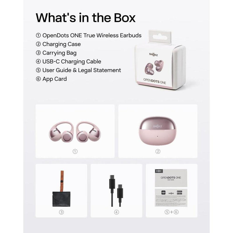 Audífonos Shokz OpenDots ONE Rosado Inalámbricos Bluetooth Con Micrófono Carga Rápida Resistente Al Agua