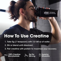 Optimum Nutrition Creatina Micronizada Monohidrato en Polvo sin Sabor, Amigable con Dieta Keto, 240 Porciones
