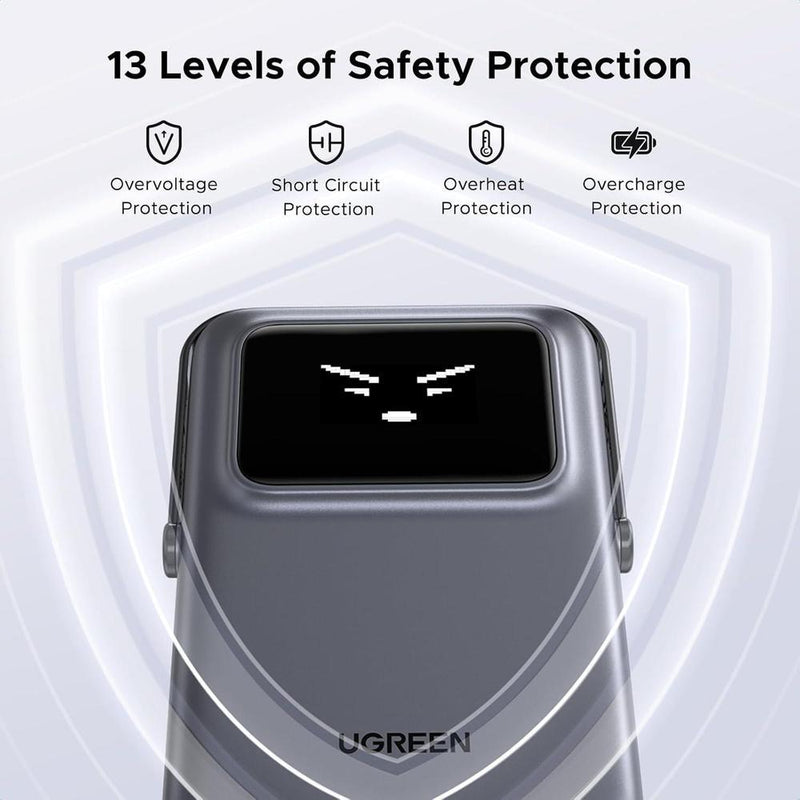 UGREEN Uno - Cargador portátil magnético de alta capacidad con carga inalámbrica y cable, compatible con iPhone y dispositivos USB-C