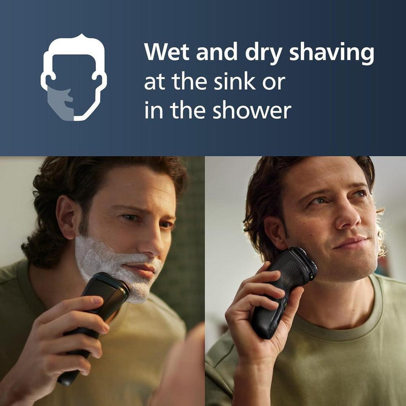 Philips Norelco Shaver 3900 Series, afeitadora eléctrica para uso húmedo y seco, con P-Cap, estuche de viaje y soporte de carga