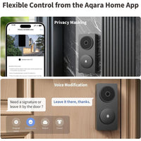 Aqara Timbre Inteligente con Cámara G410 y Campanilla, Video Seguro HomeKit, Audio Bidireccional, Hub Matter Integrado