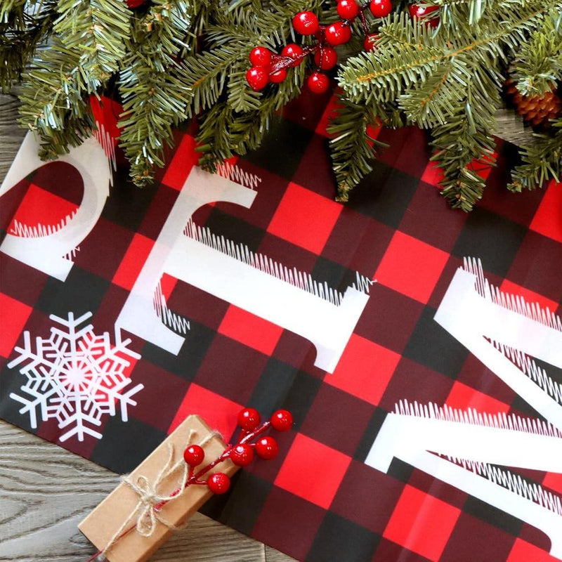 Juego de letreros navideños Ivenf para exteriores e interiores, estampado de búfalo rojo y negro, resistente y decorativo